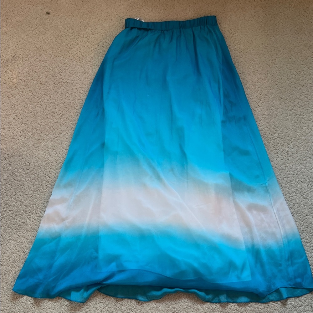 White House Black Market Turquoise Ombre A-Line Skirt